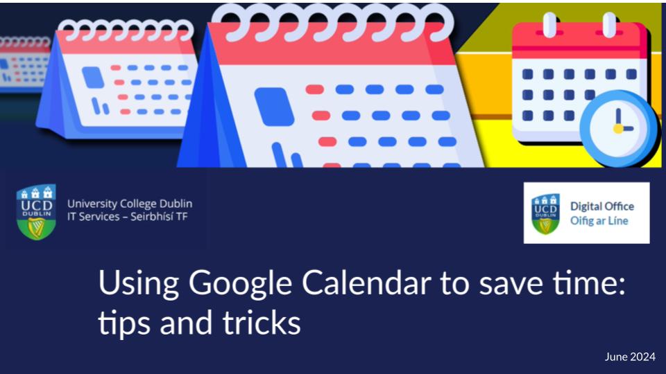 Coverslide from Digital Office webinar: Using Google Calendar to save time_ tips and tricks